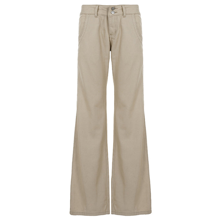 Damen nan Highwaist Schlaghose mit weitem Bein, hohem Bund und Gürtelschlaufen Drune