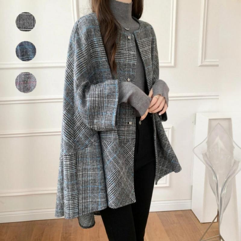 Damen Oversized Cardigan im modernen Karomuster Drune