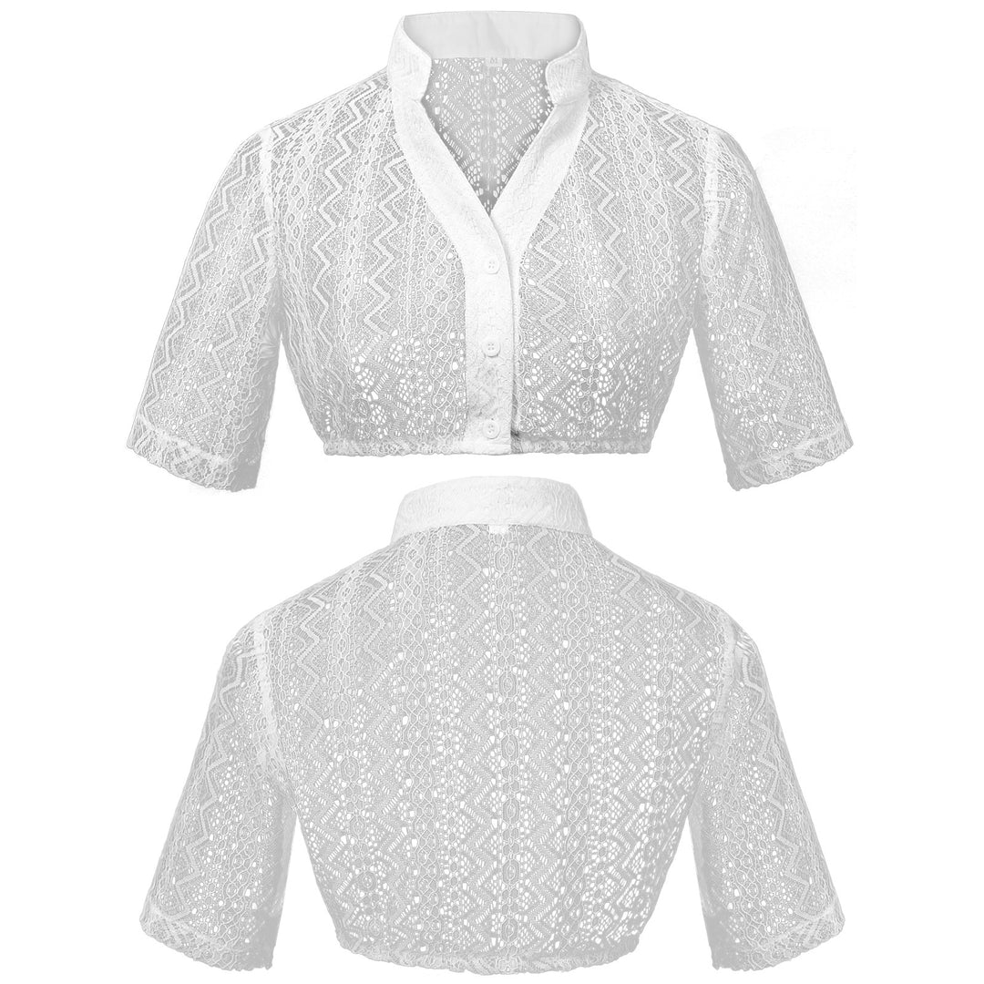 Damen nan zarter Spitzenbolero mit Stehkragen und kurzem Taillenschnitt Drune