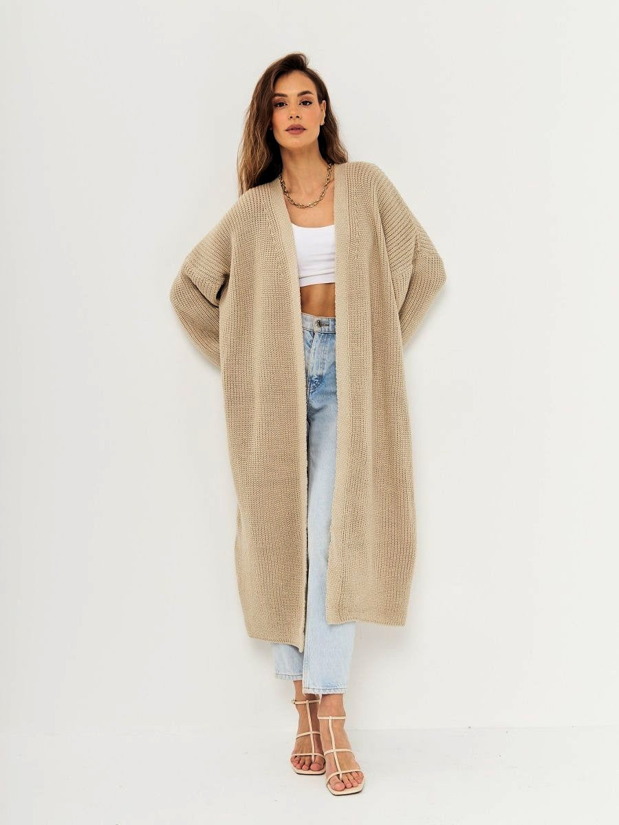 Damen Großer Strickmantel mit offener Front und lässiger Silhouette Drune