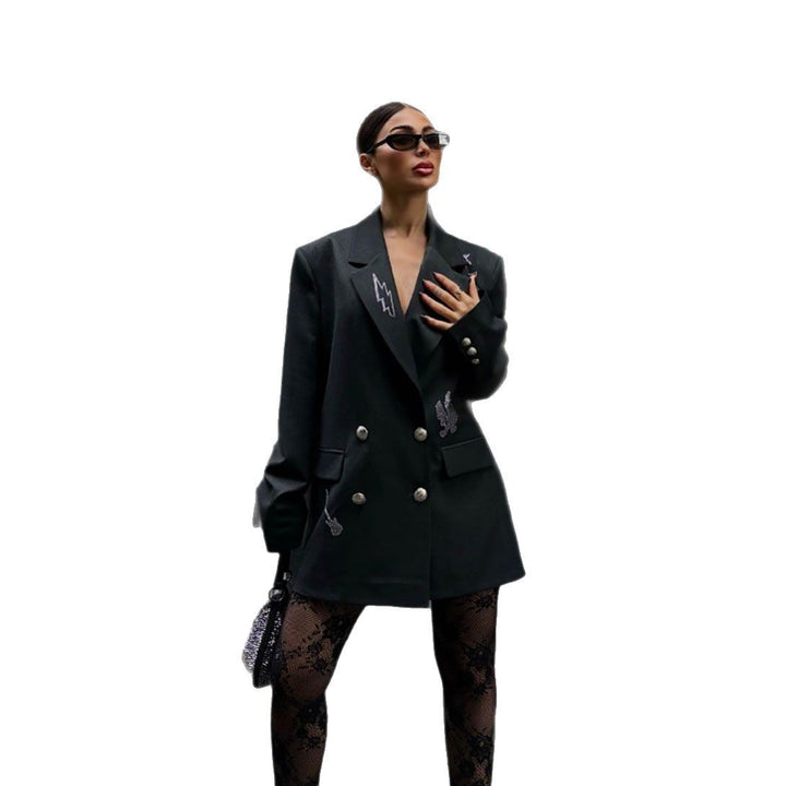 Damen Oversized Blazer mit funkelnden Applikationen und einzigartigem Design Drune