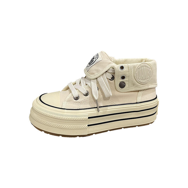 Damen High-Top Sneakers mit modischem Falten-Look und langlDruneiger Gummisohle Drune