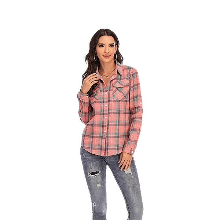 Damen Karierte Flanellbluse Drune