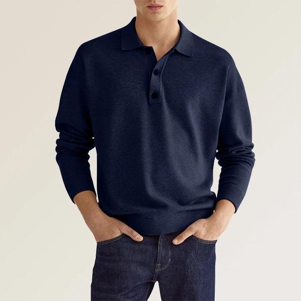 Herren elegantes Poloshirt aus atmungsaktivem Baumwollmix mit Knopfleiste Drune