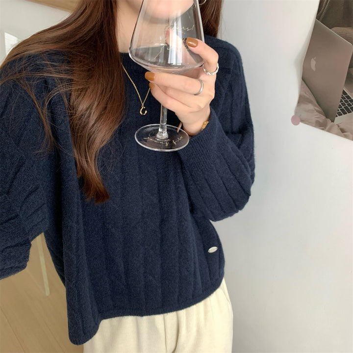 Damen Grobstrickpullover mit strukturiertem Muster und lässigem Schnitt Drune