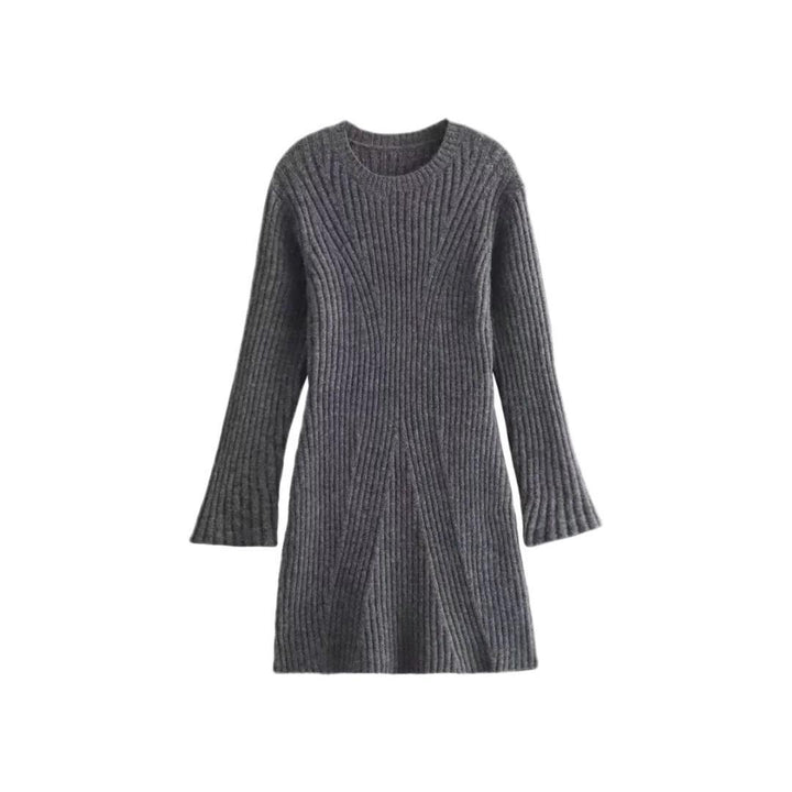 Damen Strickkleid mit modischem Rippenmuster und weit ausgestellten Ärmeln Drune