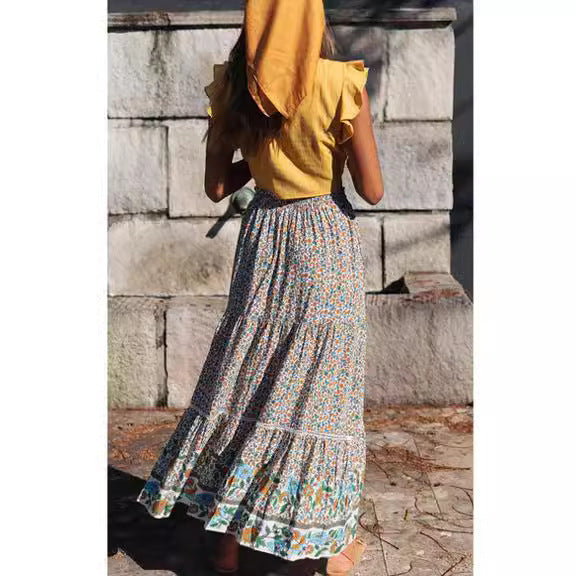 Damen Maxi-Rock aus floraler Baumwolle Drune