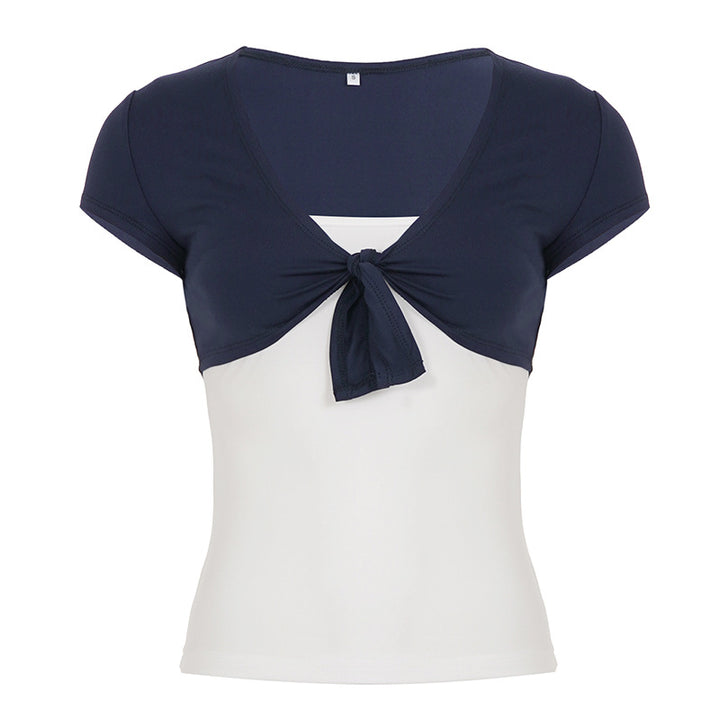 Damen Crop-Top mit verspieltem Knoten und ärmellosem Design Drune