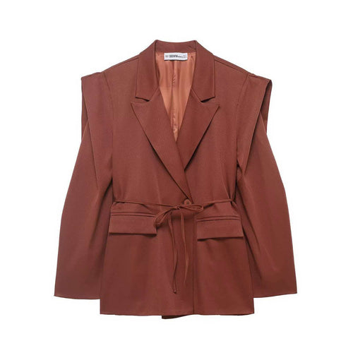 Damen modische Blazerjacke mit tailliertem Schnitt und breiten Ärmeln Drune
