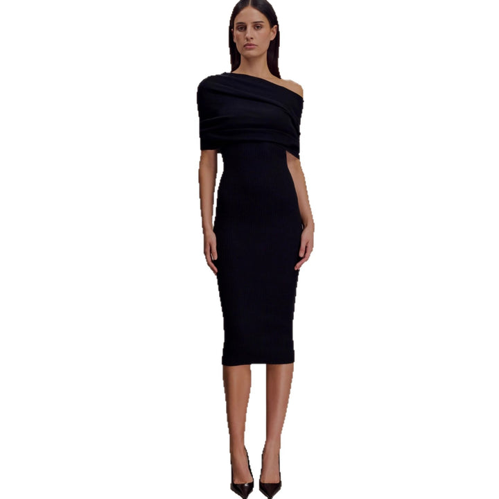 Damen elegantes Strickkleid mit off-shoulder Design Drune