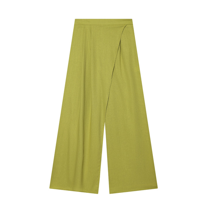 Damenweite Palazzo-Hose mit asymmetrischem Schnitt und elastischem Bund Drune