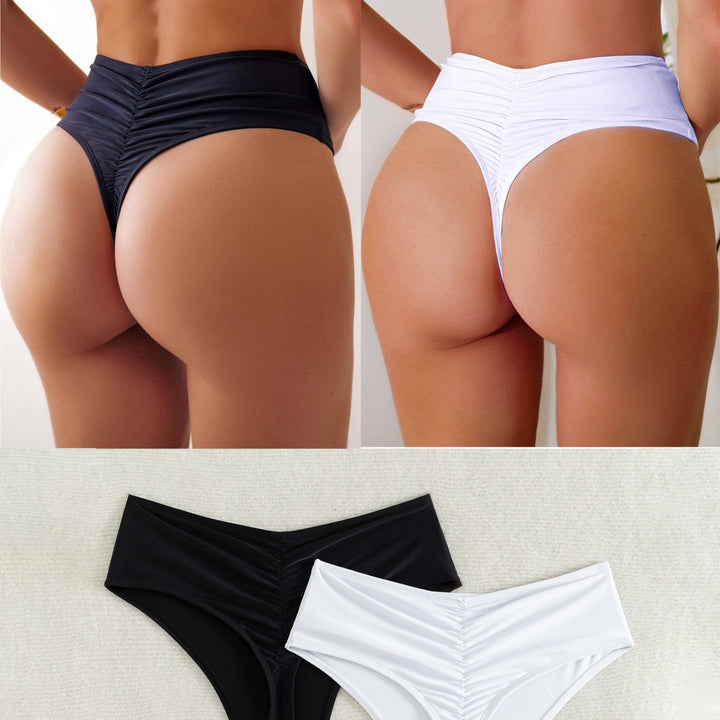 Damen Hochtaillierte Bikini-Hose mit elegantem Rüschendesign Drune
