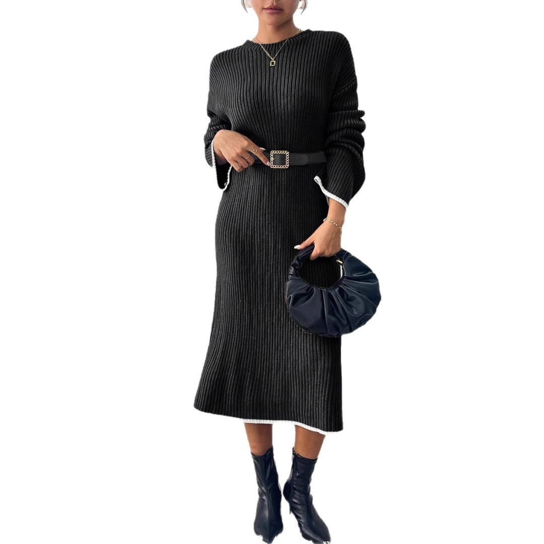 Damen lässiges Strickkleid mit Ribstruktur und weitem Schnitt Drune