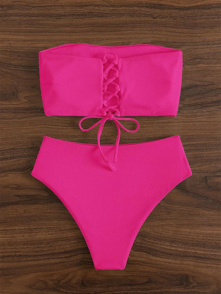 Damen Bandeau-Bikini mit verstellbarem Höschen und raffiniertem Design Drune