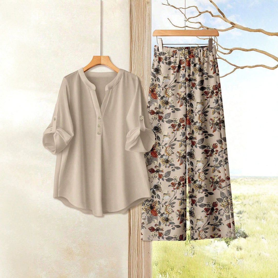 Damen Freizeitoberteil und Blumenhose Drune