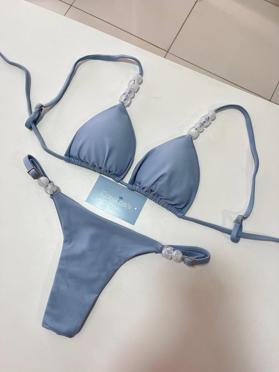 Damen Triangel-Bikini mit elastischen Bändern und dekorativen Details Drune