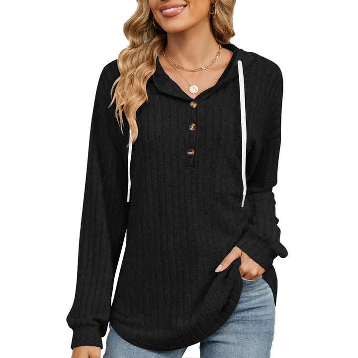 Damen lässiger Hoodie mit Knopfleiste und strukturiertem Design Drune
