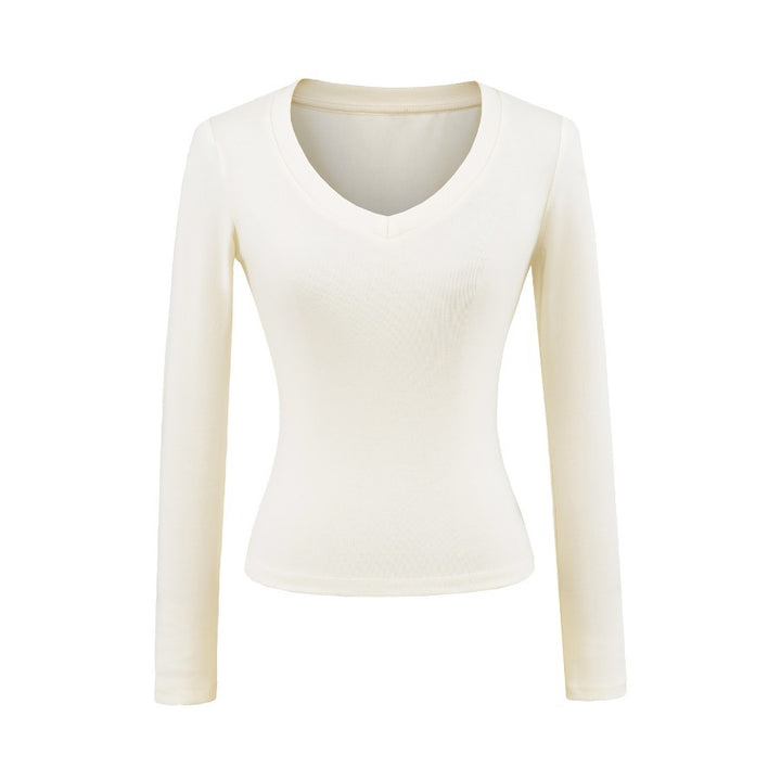 Damen Langarmshirt mit V-Ausschnitt und figurbetonendem Schnitt Drune