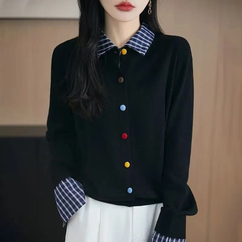 Damen Strickjacke mit bunten Knopfdetails Drune