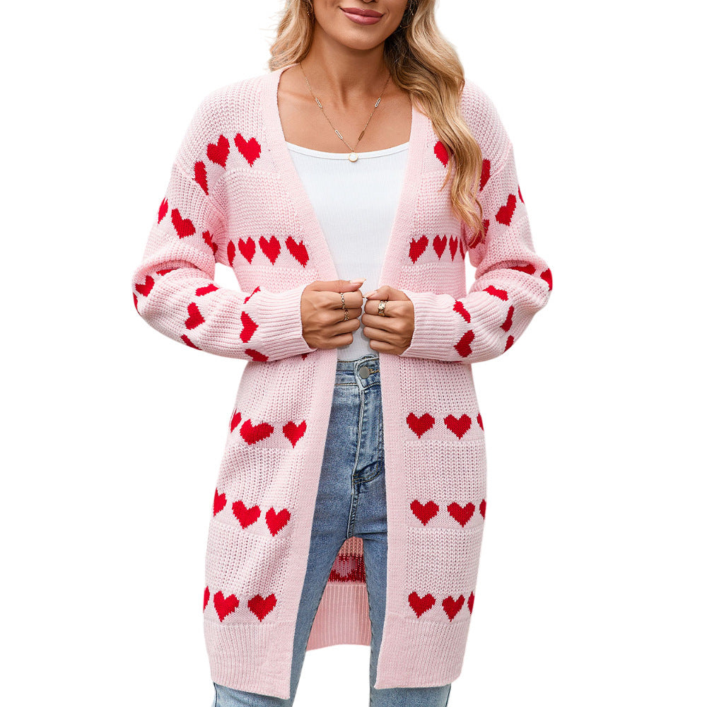 Damen Strickjacke mit herzförmigem Muster Drune