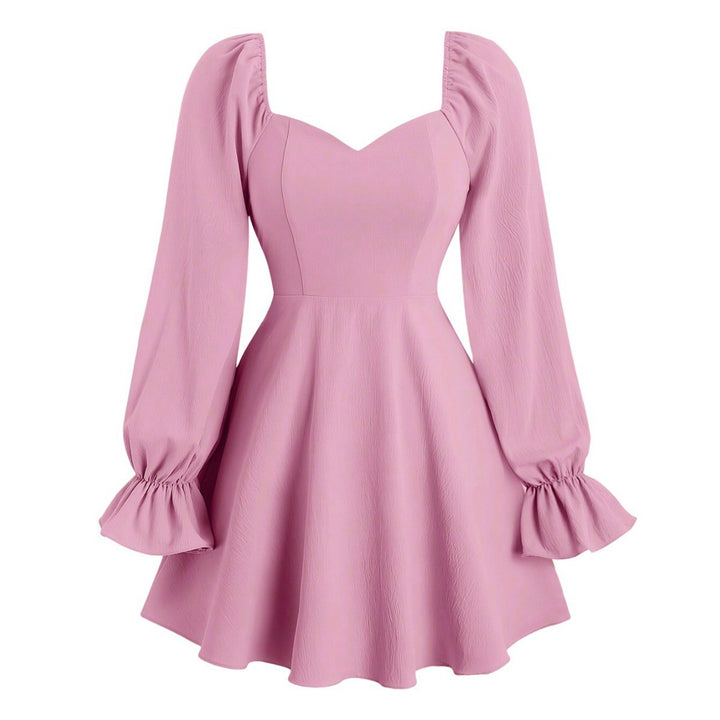 Damen Minikleid mit Puffärmeln und schickem Herz-Ausschnitt Drune