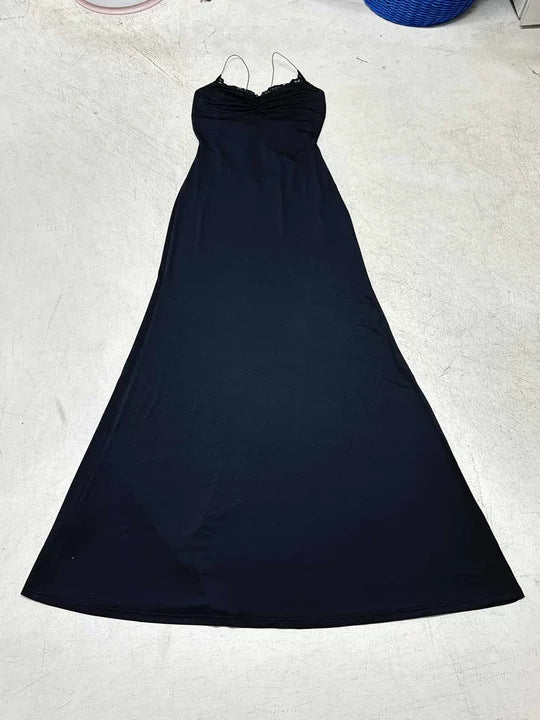 Damen Maxi-Kleid mit verstellbaren Spaghetti-Trägern und elegantem Rückenausschnitt Drune