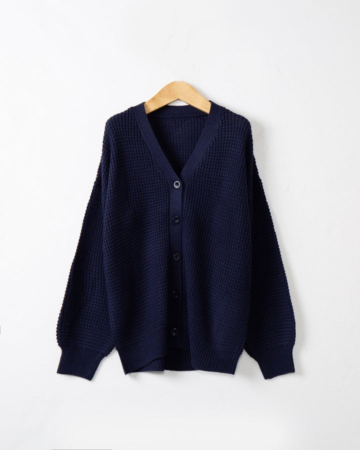 Damen Strickjacke mit strukturiertem Muster und praktischen Knopfdetails Drune