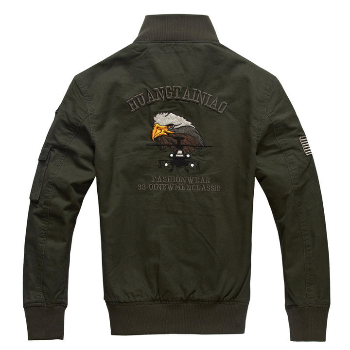 Herren nan Field‑Bomberjacke im Pilotenstil mit gestickten Emblemen, Rippenkragen und multifunktionaler Ärmeltasche Drune