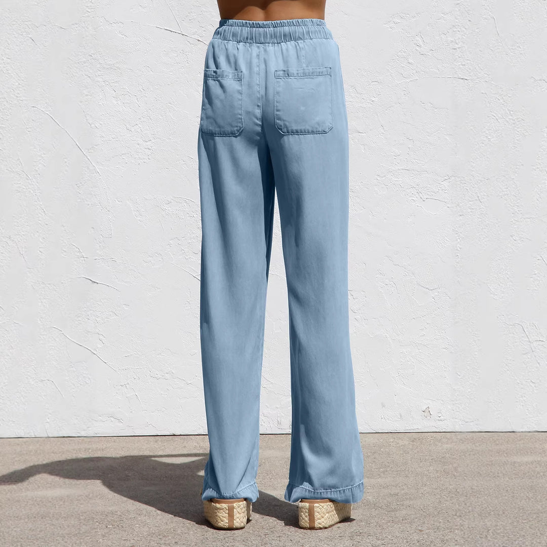Damen Weite, bequeme Sommerhose mit verstellbarem Bund und lockerer Passform Drune