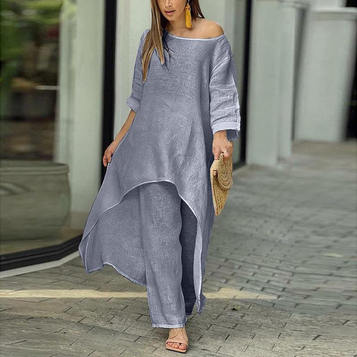 Damen lässiges Oberteil mit asymmetrischem Schnitt und eleganter Langarmoptik Drune