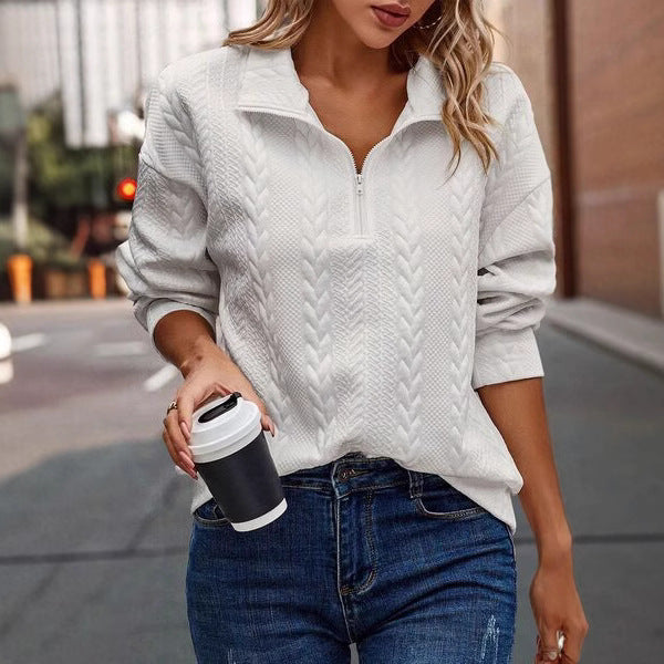 Damen Strickpullover mit hohem Kragen und Reißverschluss Drune