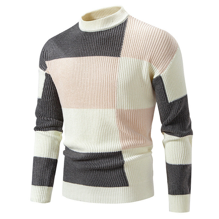 Herren modischer Rollkragenpullover mit strukturiertem Karomuster Drune