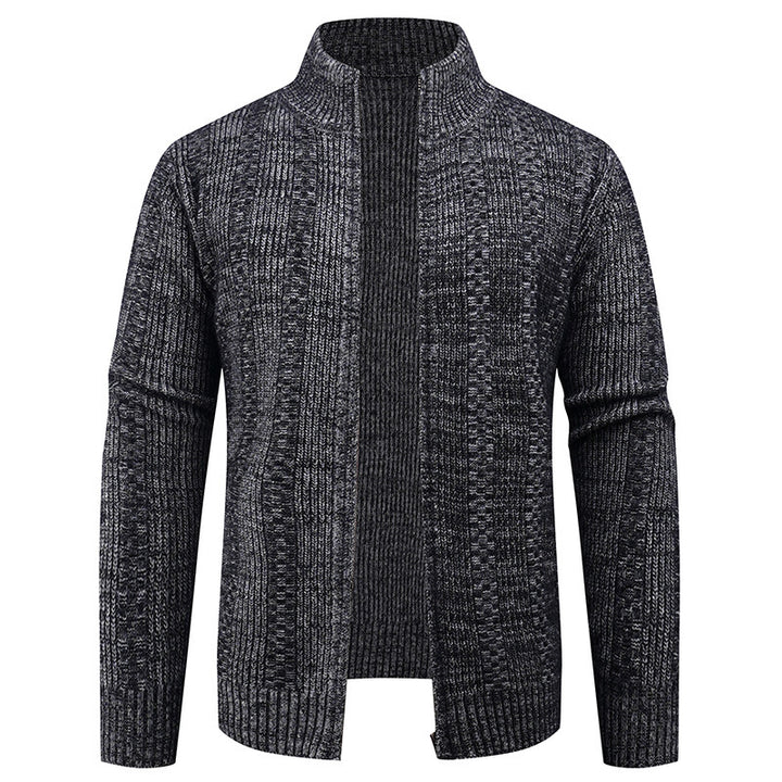 Herren Strickjacke mit strukturierter Oberfläche und hohem Kragen Drune