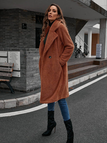 Drune | Damen Windbreaker Mantel – Lockere Passform – Wolltextur – Einreiher – Mittlere Länge