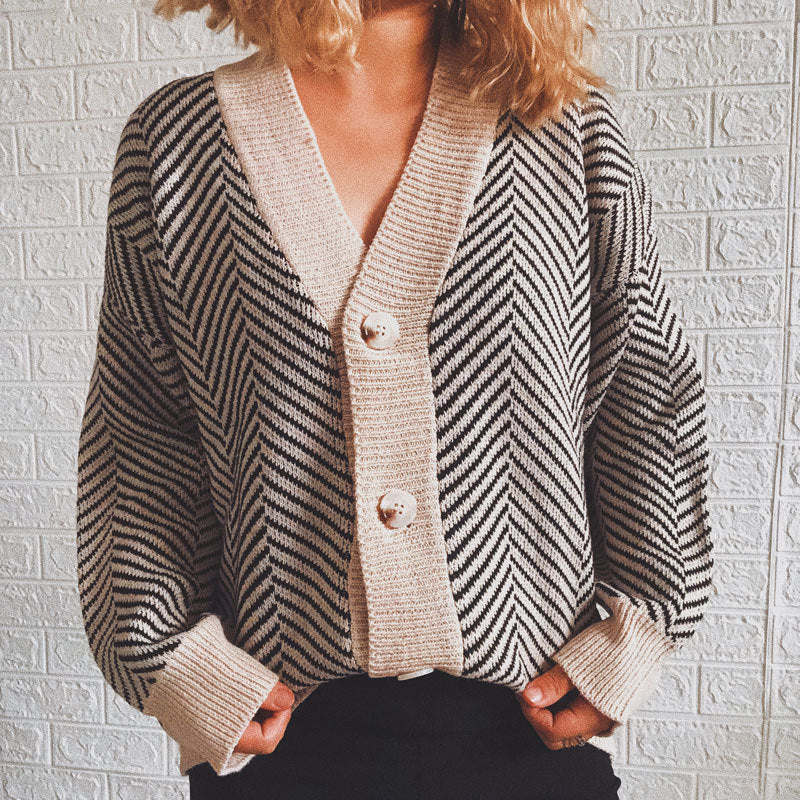 Damen Strickjacke mit modernem Zickzackmuster und kuscheligem Material Drune