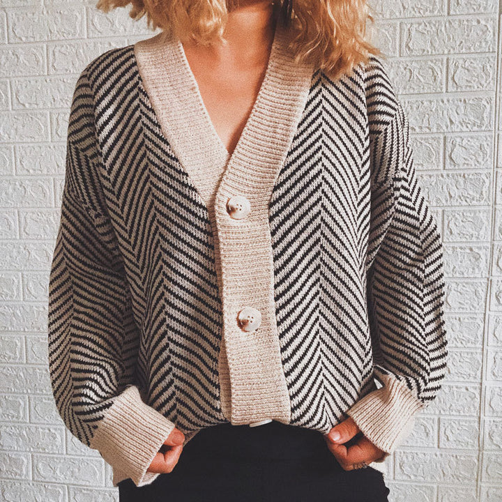 Damen Strickjacke mit modernem Zickzackmuster und kuscheligem Material Drune