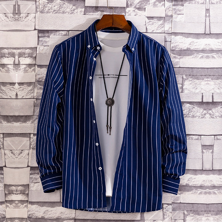 Herren nan lässige Hemdjacke aus leichter Baumwollmischung mit Button-Down-Kragen Drune