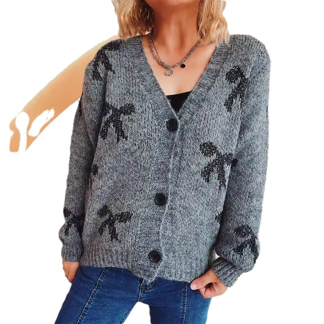 Damen lässige Strickjacke mit modernem Karomuster und hochwertigen Knopfdetails Drune