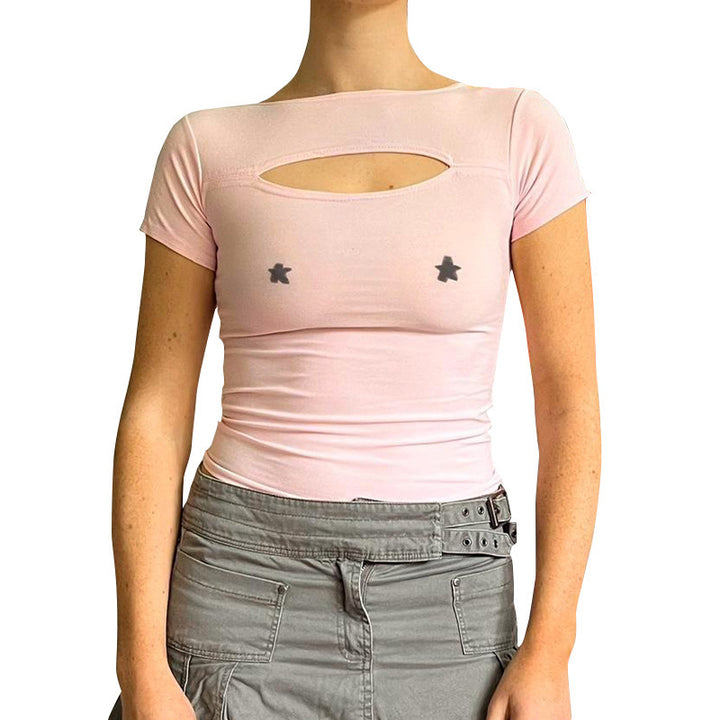 Damen luftiges Trägershirt mit elegantem Cut-out-Design und floralem Druck Drune