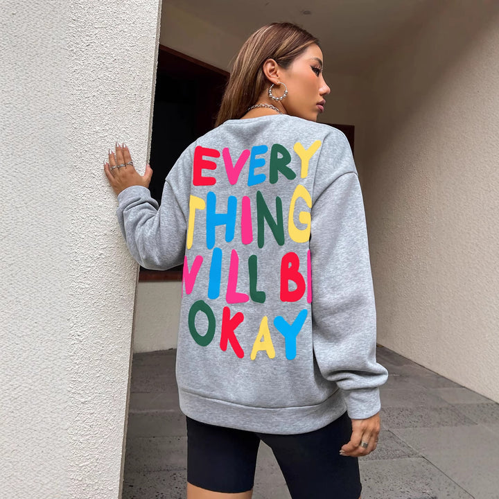 Damen Sweatshirt mit buntem Schriftzug Drune