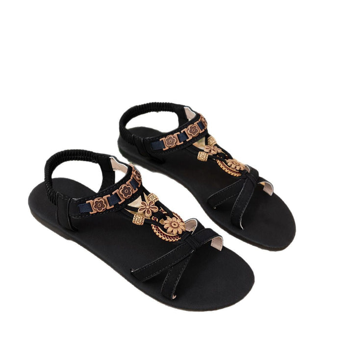 Damen Sandalen mit modischem Blumendekor und elastischem Riemendesign Drune