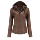 Drune | Doppellagige Lederjacke mit Kapuze - Warmer und stilvoller Damenmantel