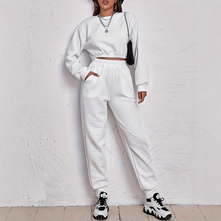 Damen Freizeit-Set mit gestepptem Design und elastischem Taillenbund Drune
