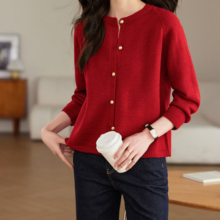 Damen Strickjacke mit Knöpfen Drune