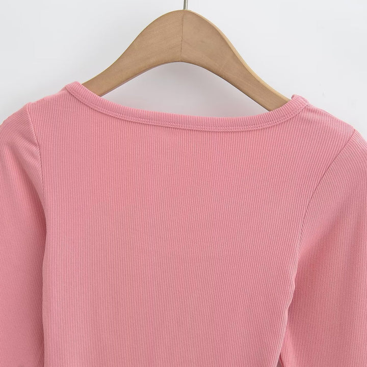 Damen Langarmshirt mit elegantem Rundhalsausschnitt und feiner Rippstruktur Drune