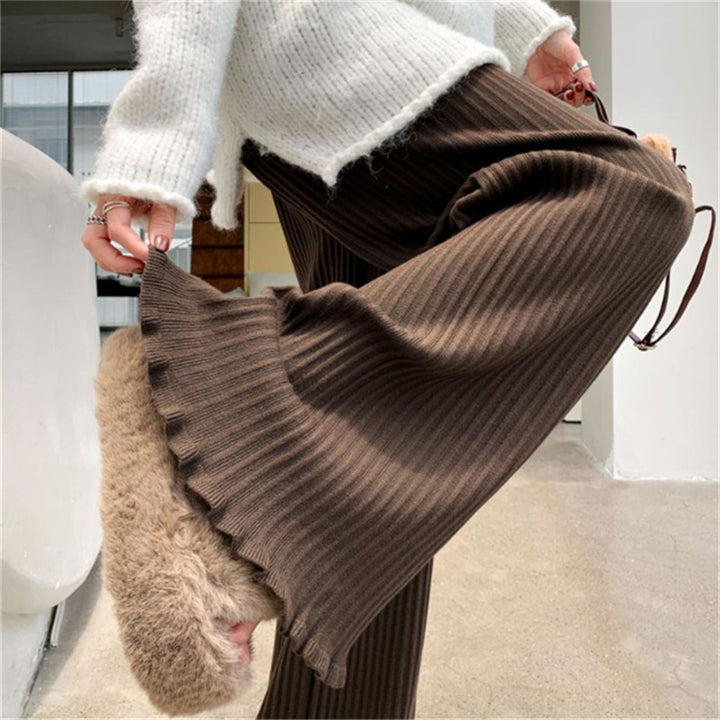 Damen Fließende Strickhose mit weichem Material und elegantem Saum Drune