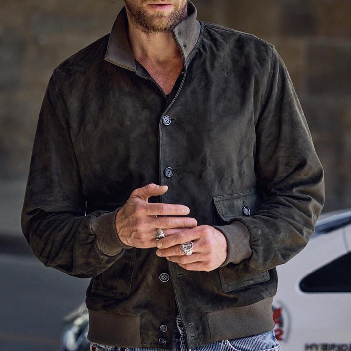 Herren elegante Suede Bomberjacke