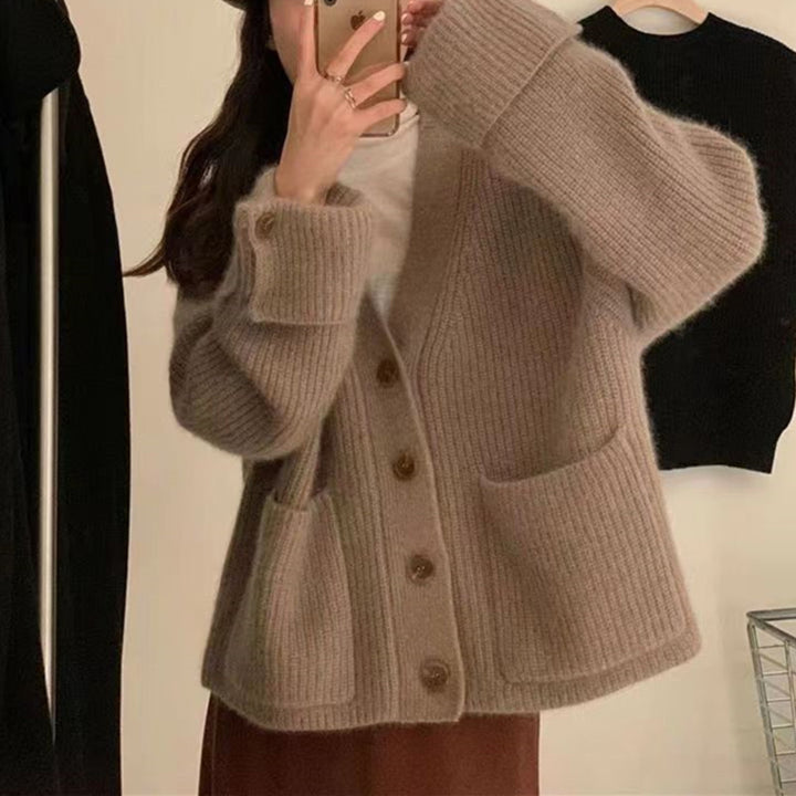 Damen Grobstrickcardigan mit Taschen Drune