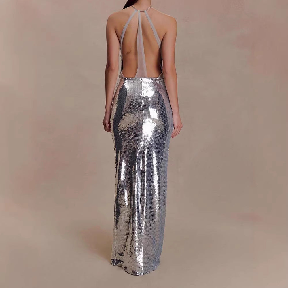 Damen Glamouröses Abendkleid mit funkelnden Pailletten Drune