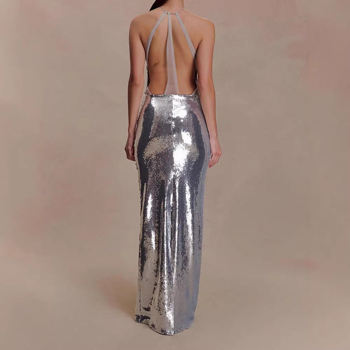 Damen Glamouröses Abendkleid mit funkelnden Pailletten Drune